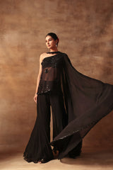 Black Bicecut Georgette Embroidered Shirt Sharara