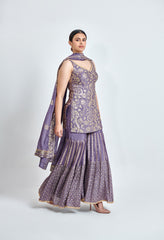 Mauve and Gold Embroidered Sharara Set for Wedding & Festive Look