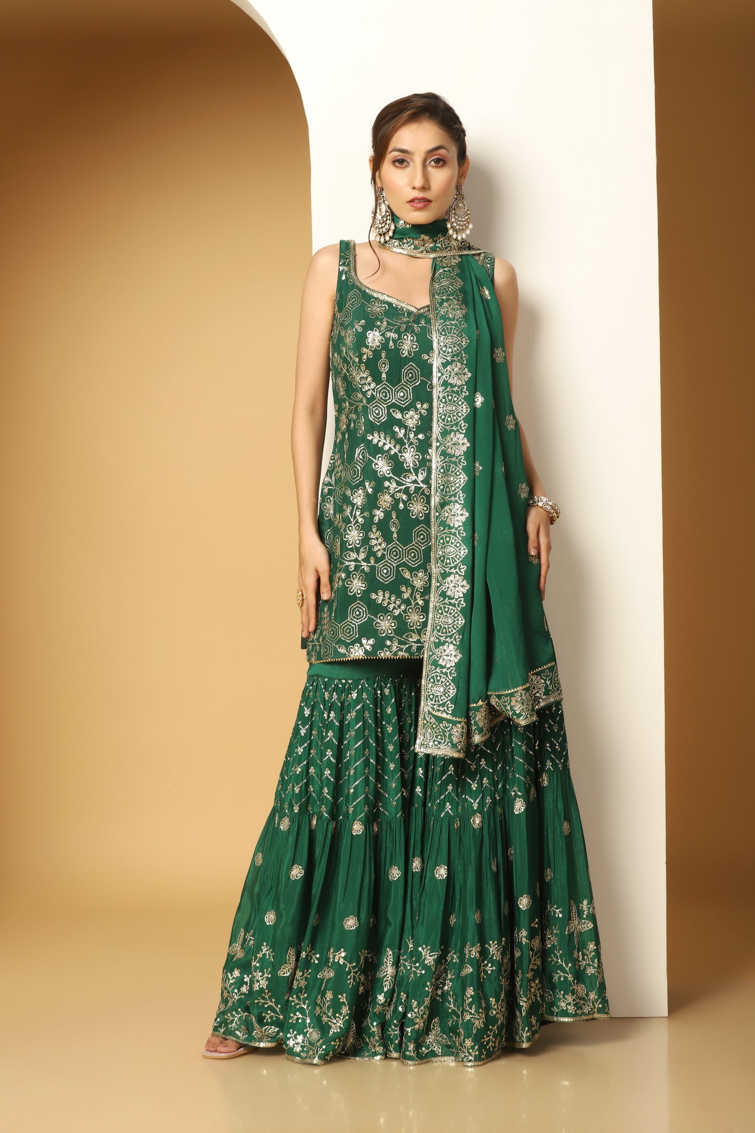 Embroidered Short Kurti and Sharara XS
