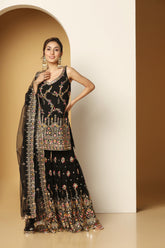 Ivory Embroidered Sharara Suit with Foil and Thread Work