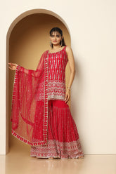 Tasseled Zari & Sequin Shirt Sharara Set – Festive Wear