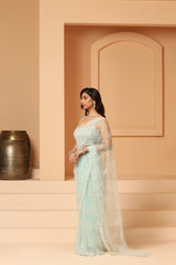 Sequin, beads, cutdana pearls hand crafted saree and blouse