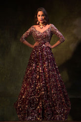 Sequin Embroidered Gown for Party & Wedding | Designer Dress