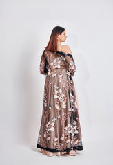 Fawn Satin Skirt & Top with Black Embroidery Jacket – Ethnic Set