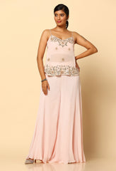 Trendy Pink Mirror Work Sharara Top Set for Women