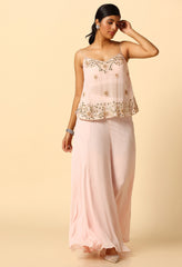 Trendy Pink Mirror Work Sharara Top Set for Women
