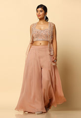 Mouse Cape & Sharara Set - Tone to Tone Hand Embroidered Ethnic Wear