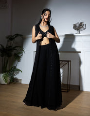 Black Long Jacket Dress – Indo Western Ethnic Outfit