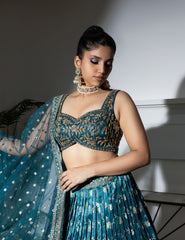 Floral Jaal Embroidered Bridal Lehenga