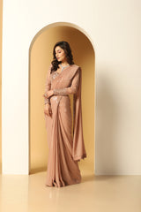 Rose Pink Georgette Cutdana Embroidered Saree