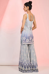 Flower and Line Motif Kurta with Sharara Set for Festive Wear
