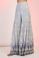 Flower and Line Motif Kurta with Sharara Set for Festive Wear