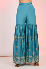 Flower Jaal Embroidered Kurta Sharara Set – Ethnic Festive Wear