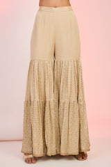 Fawn Chinon Sequin Embroidered Sharara Set for Party & Festive Wear