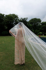 Golden Net Floral Embroidered Saree Set