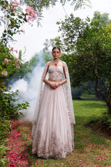 Lilac Net 3D Floral Embellished Lehenga Set