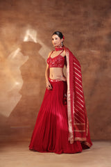 Red Mirror Work Lehenga for Weddings & Festive Wear