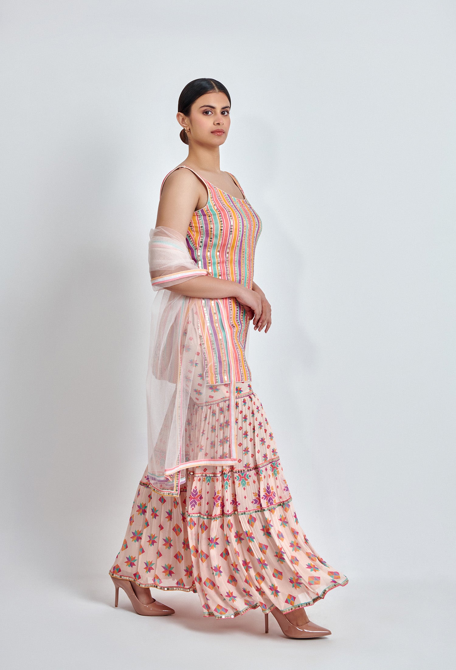 Multicolor Georgette Printed Sharara