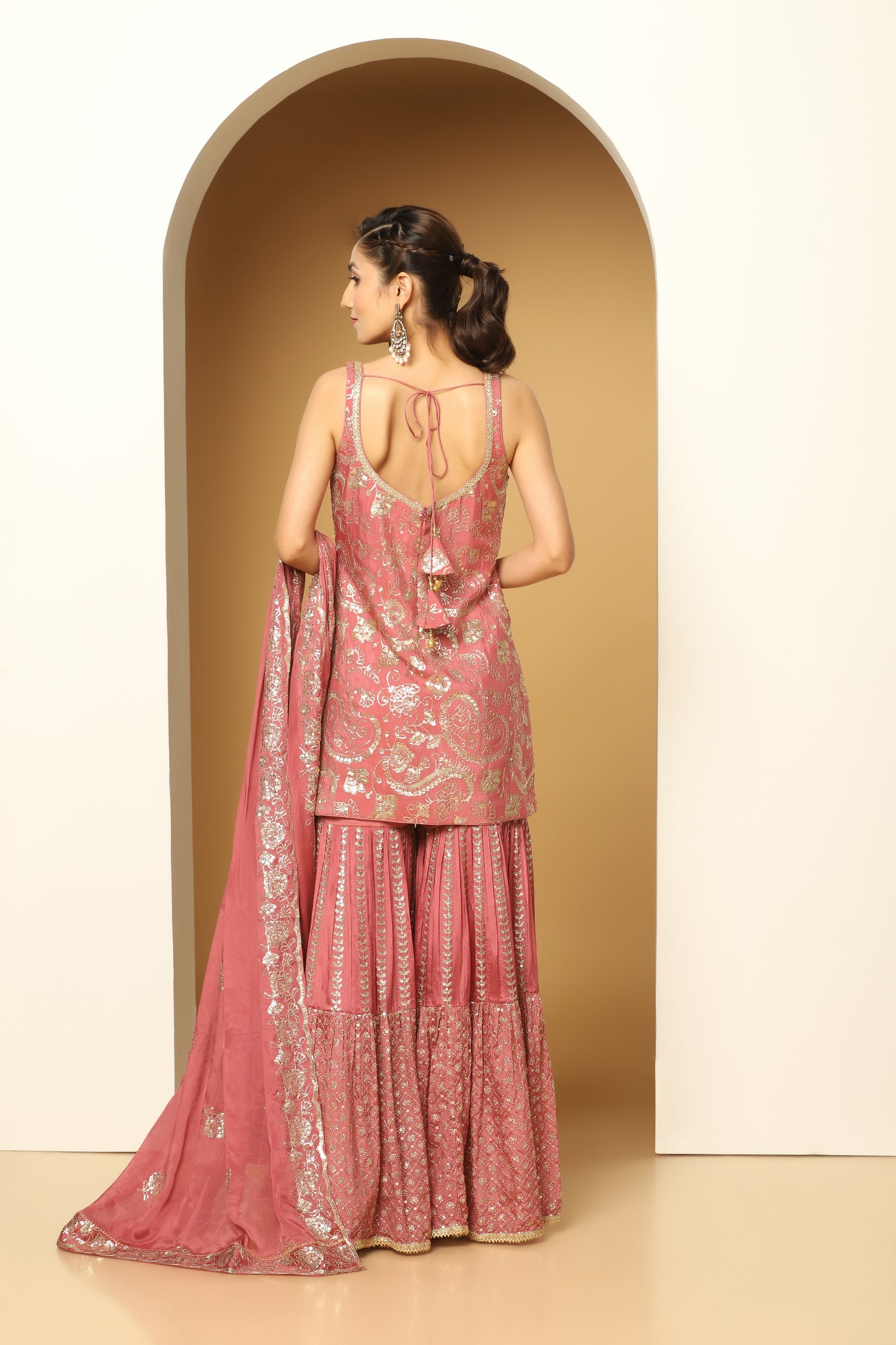 Sequin Paisley work sharara suit