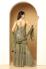 Sequin Paisley work sharara suit