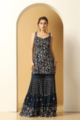 Embroidered Short Kurti and Sharara