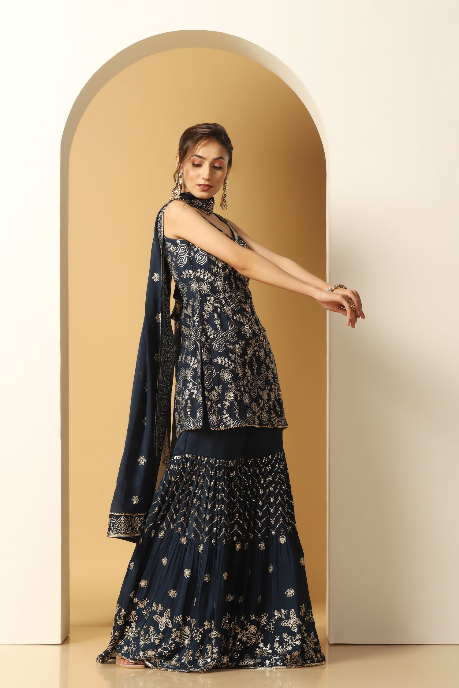 Embroidered Short Kurti and Sharara