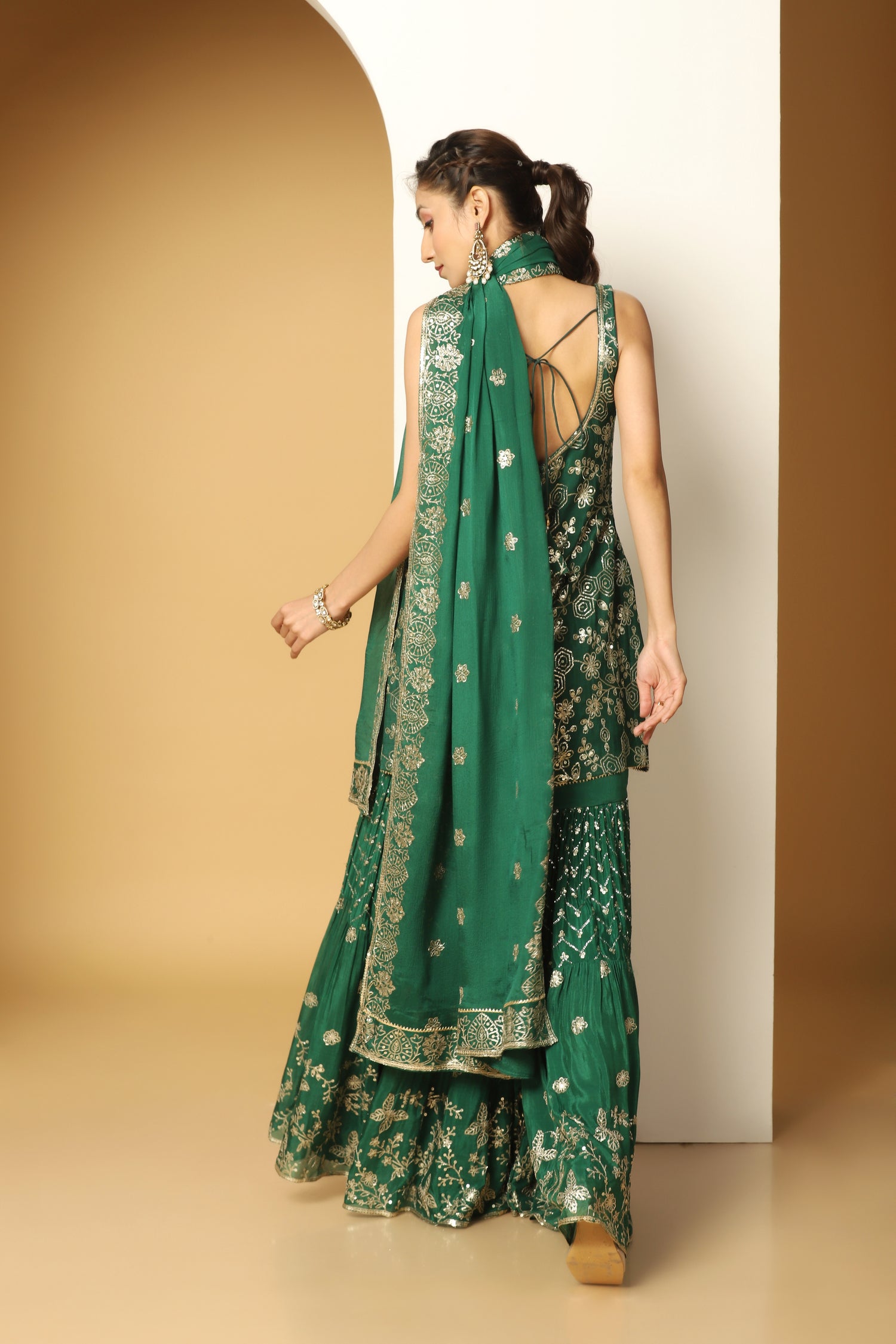 Embroidered Short Kurti and Sharara