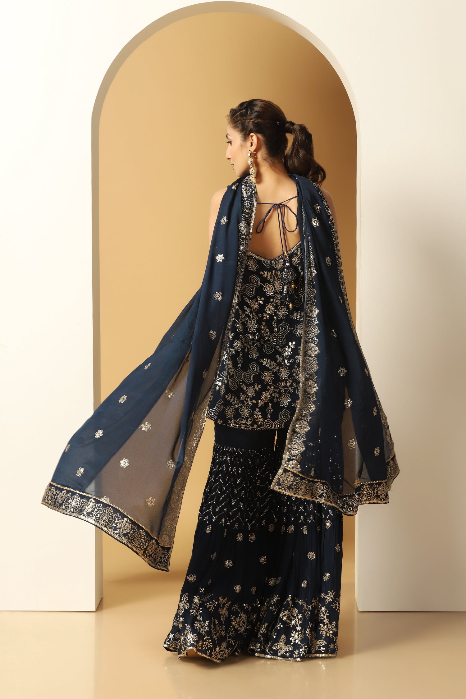 Embroidered Short Kurti and Sharara