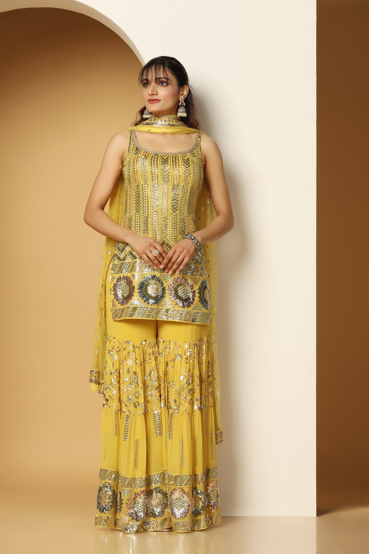 Themed Sequin Adorned Shirt and Sharara