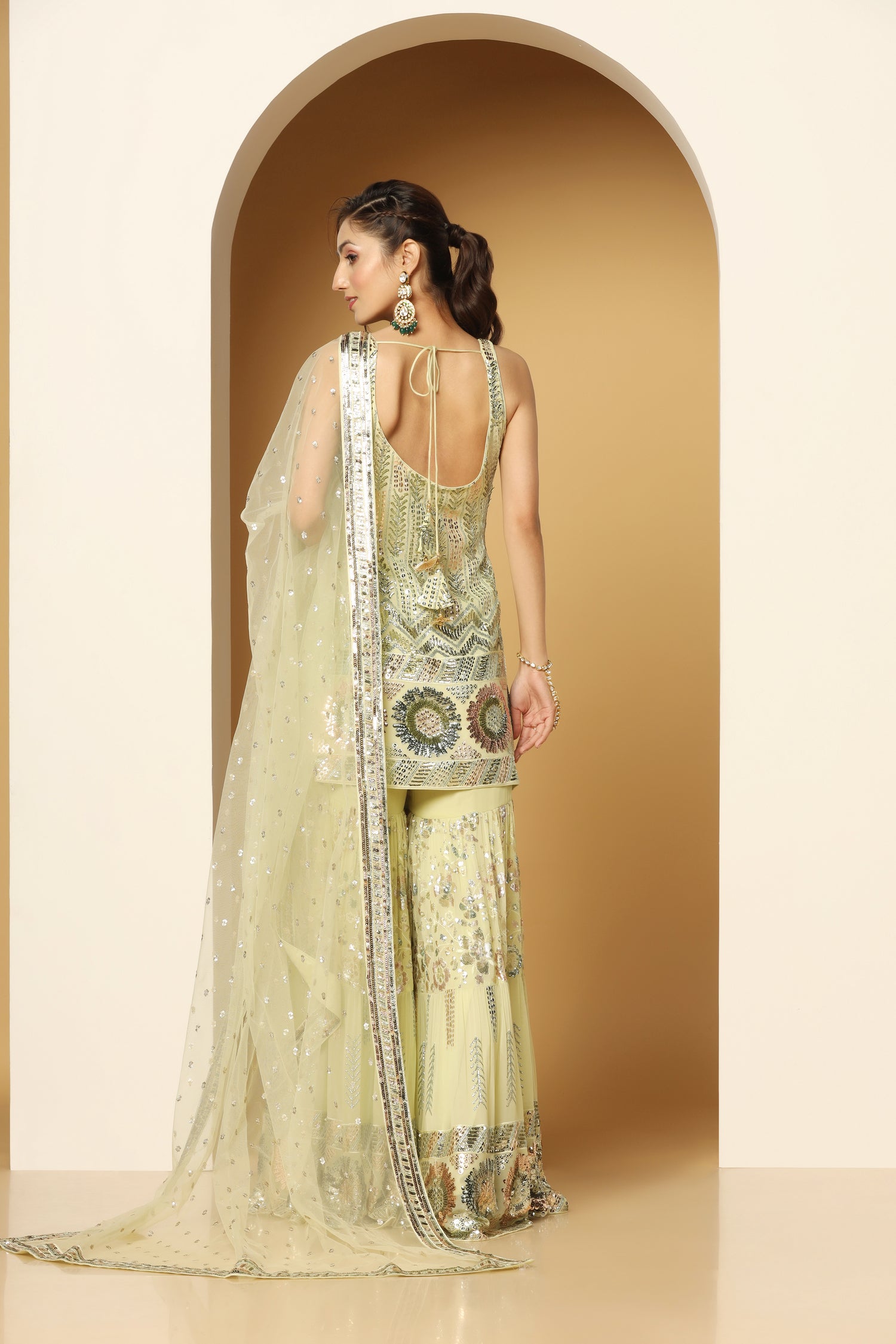 Themed Sequin Adorned Shirt and Sharara