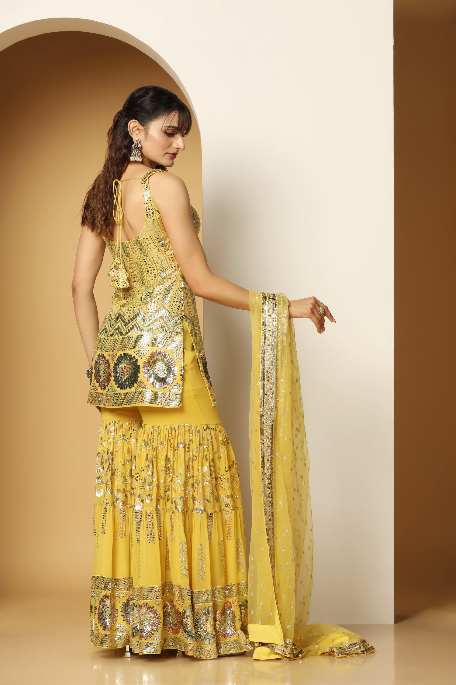 Themed Sequin Adorned Shirt and Sharara