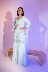 Sequin Floral Embroidered Kurta Sharara Set