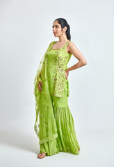 Green and Gold Sharara and Kurta