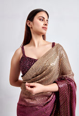 Wine and Gold Ombre Tone Saree