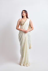 Sequence Ivory Saree with Multicolor Blouse