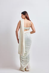 Sequence Ivory Saree with Multicolor Blouse