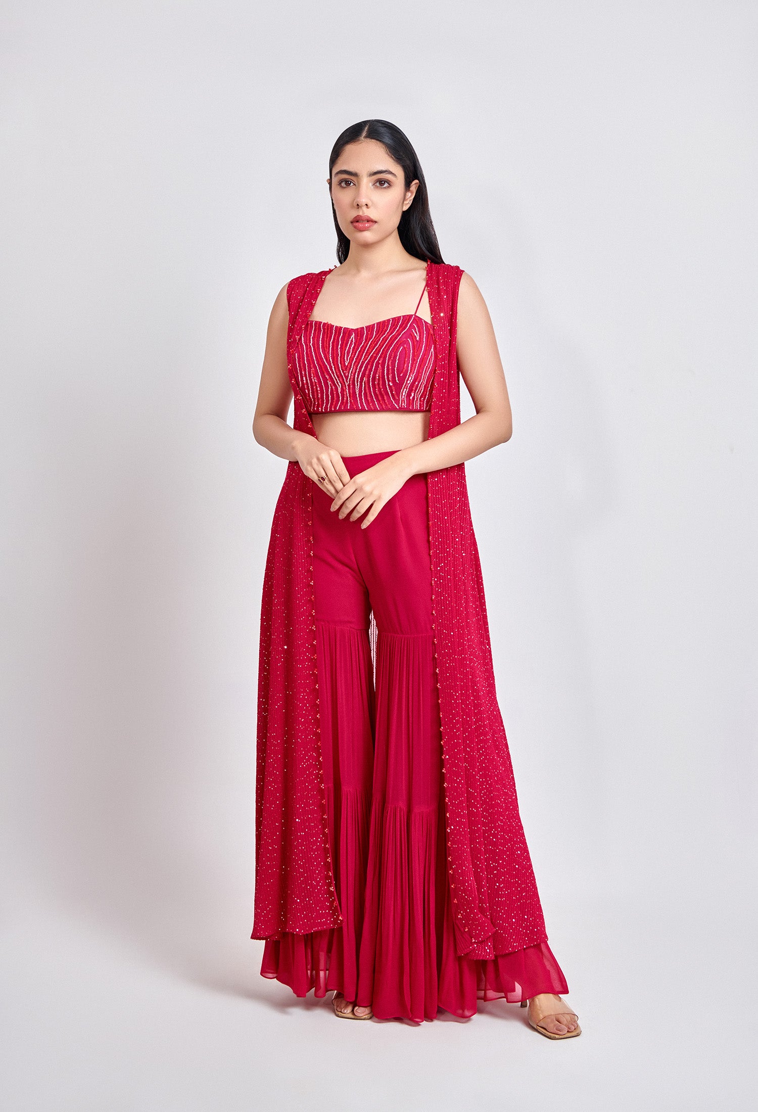 Pomegranate Sharara Cape