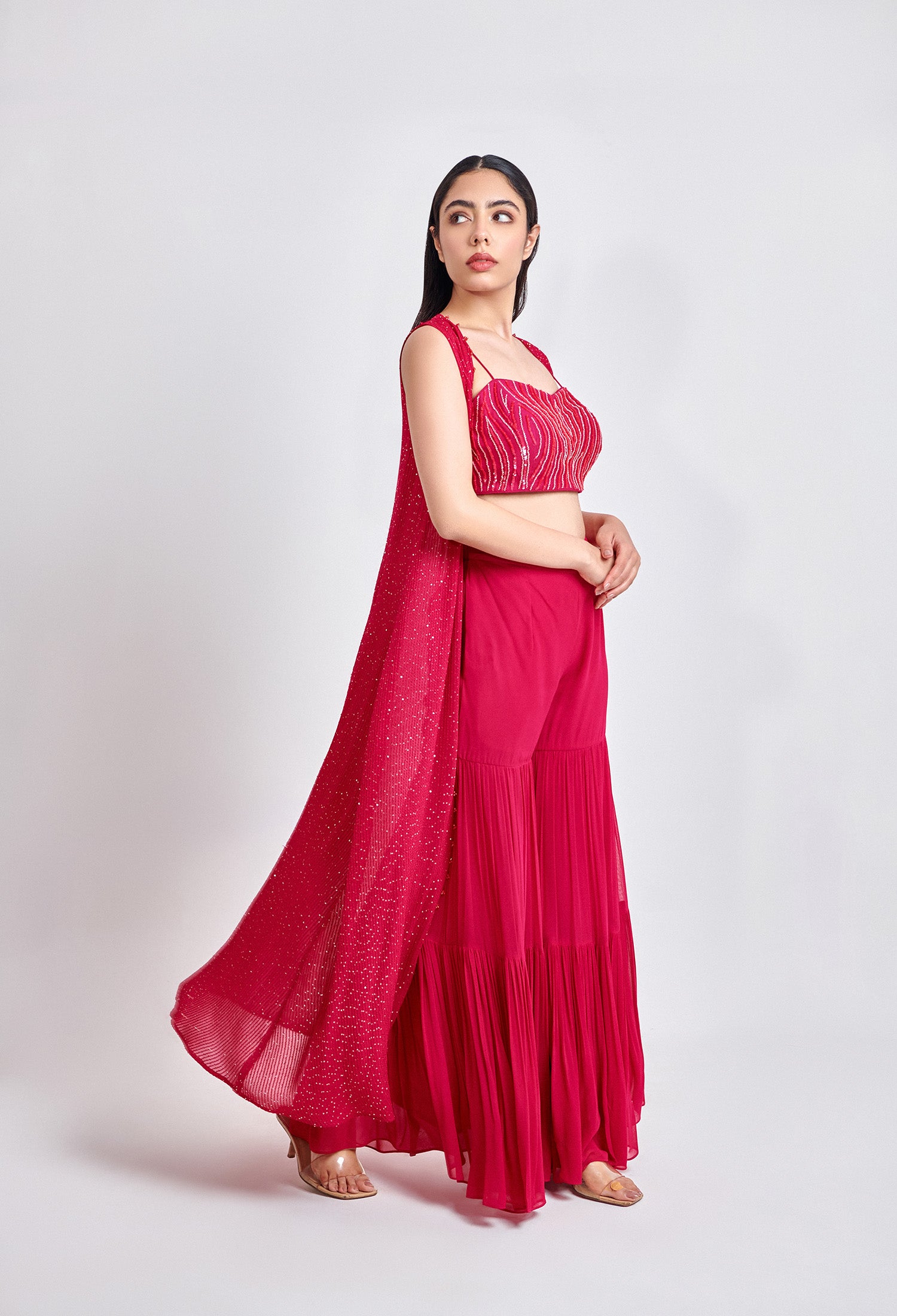 Pomegranate Sharara Cape