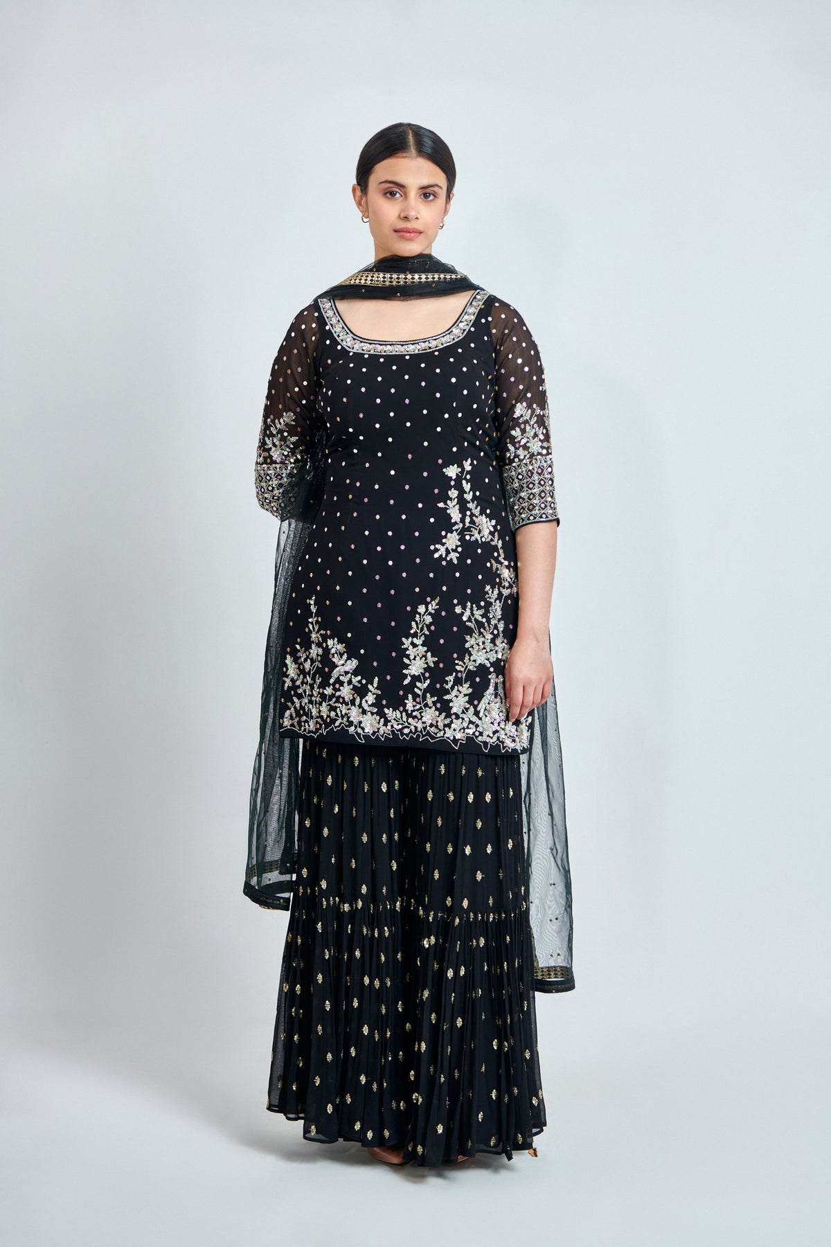 Embroidered Kurta Sharara Set