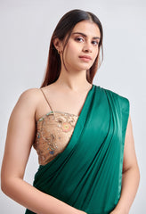 Gold Blouse with Armani Satin Saree