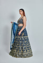 Viscose Georgette Zari Embroidery with Mirror Work Lehenga Choli