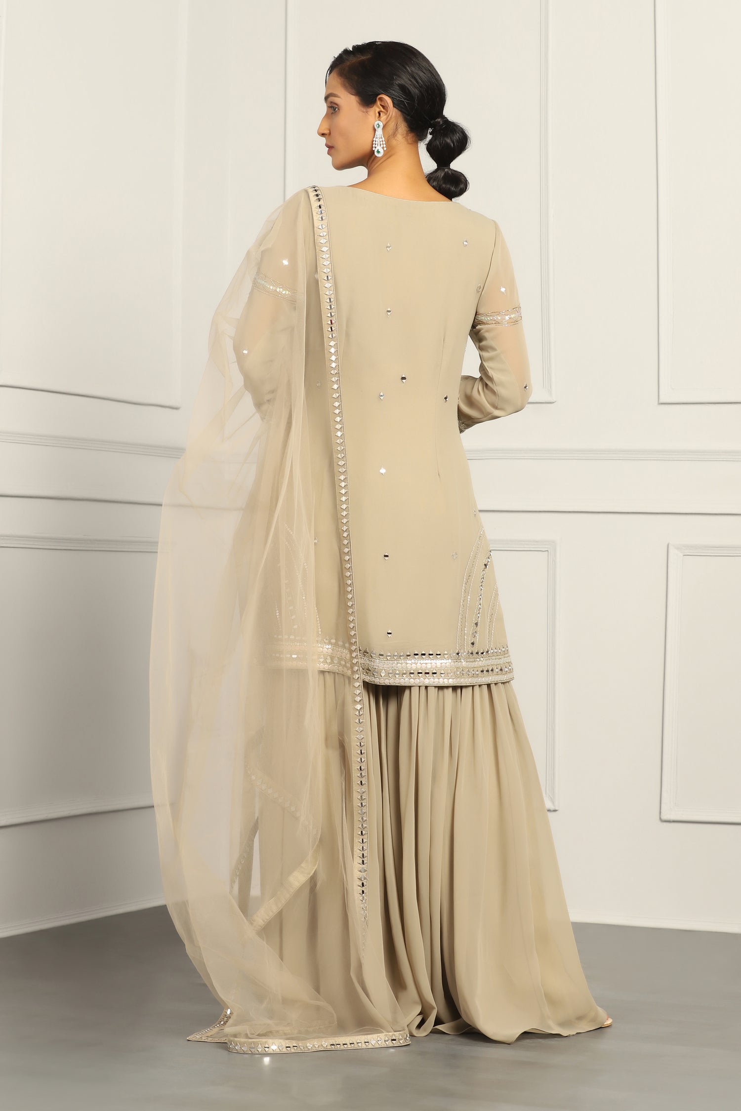 Resham Embroidered Kurta Sharara Set