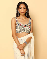 Hand Embroidered Pre-Draped Saree With Blouse