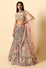 Blush Pink Printed Sequence Lehenga Choli