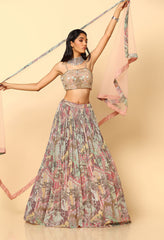 Blush Pink Printed Sequence Lehenga Choli