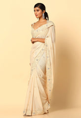 Ivory Beaded Saree