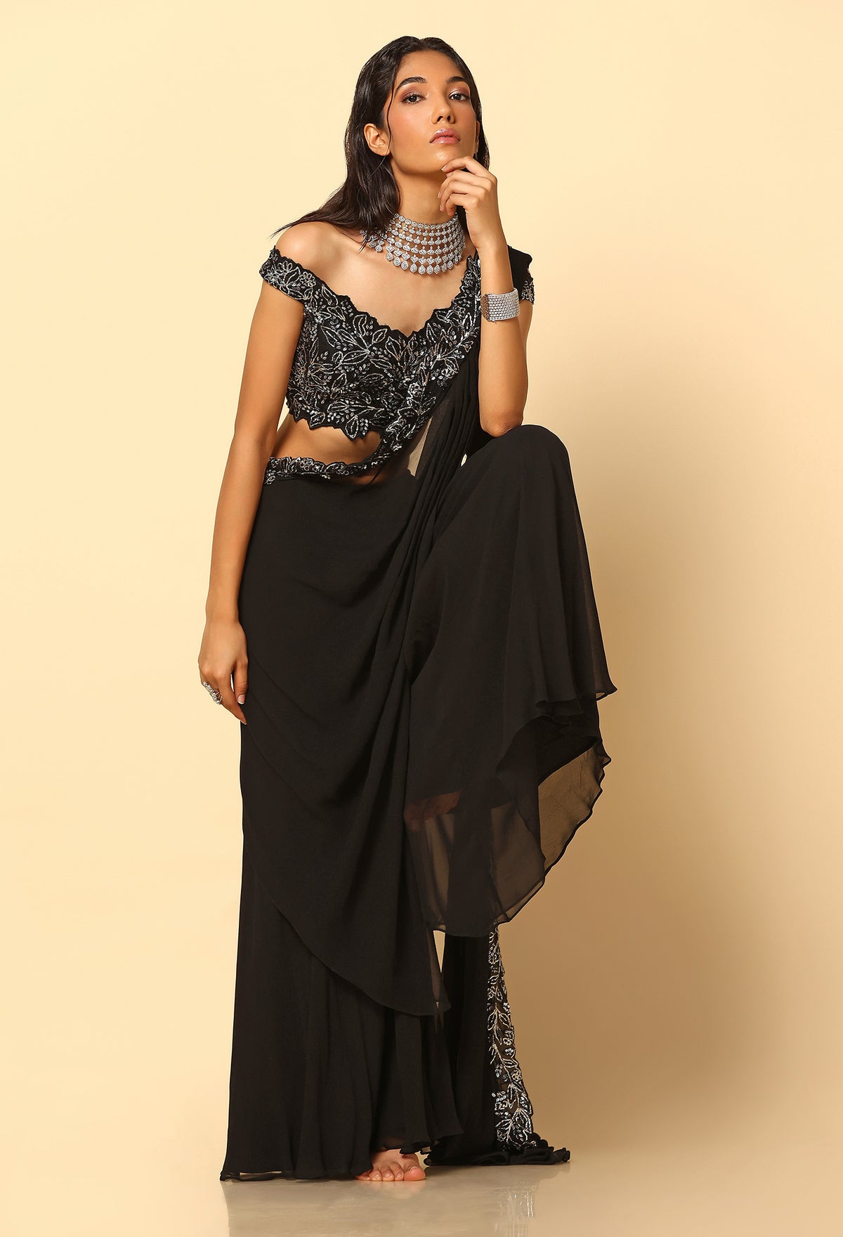 Black and Silver Sharara