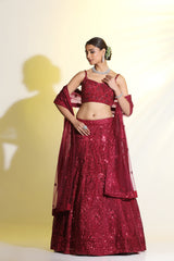 A Lehenga Adorned With Sequined And Cutdana