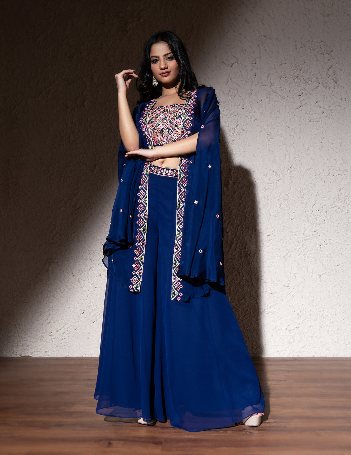 Electric Blue Georgette Sharara Set