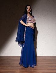 Electric Blue Georgette Sharara Set